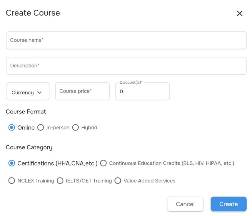 List Your Courses